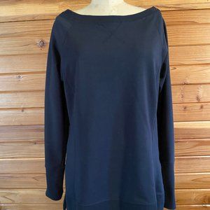 Lucy Wide Boatneck Black Lightweight Sweatshirt